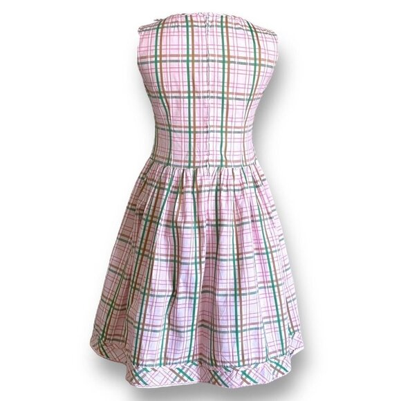 Vintage 1950s Womens Pink Plaid Dress Sz S Gassmann Switzerland Bow Detail Tween - Picture 7 of 9